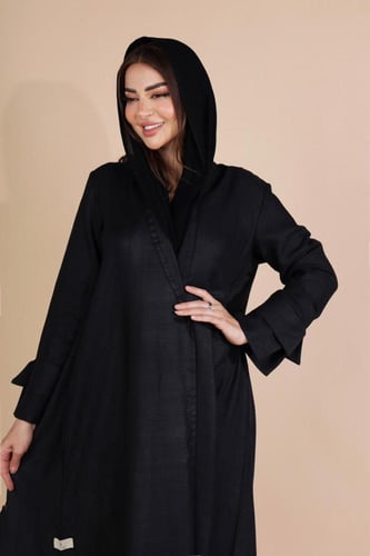 عباية قماش لنن بكسره من الخلف