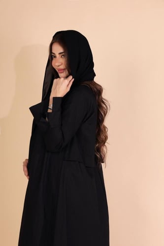 عباية قماش لنن بكسره من الخلف