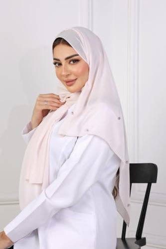 طرحة ليزر باضافه خرز السوارفسكي واللولو لون وردي