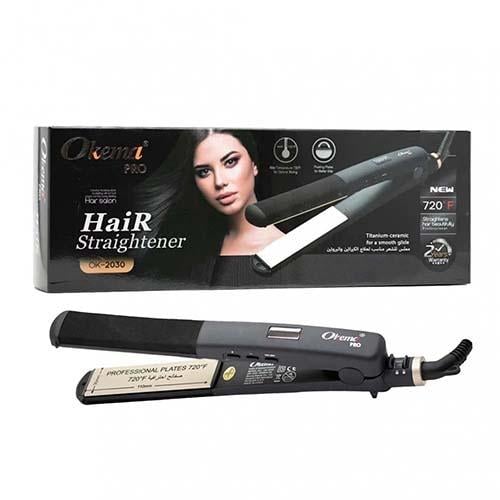 مكواة شعر اوكيما سيراميك لفرد وتنعيم الشعر ok 2030