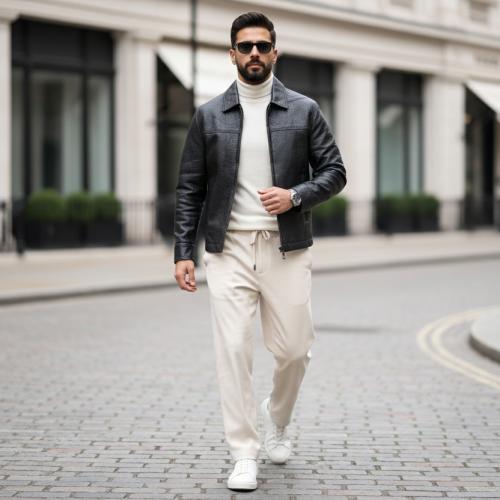 جاكت تركي جلد اسود