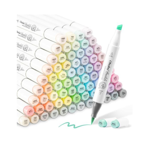 Ohoho Pastel Alcohol Markers – 96 Pastel Colors from Honolulu & Blossoming – Dual-Ended Art Markers for Adult Illustrators – Brush...