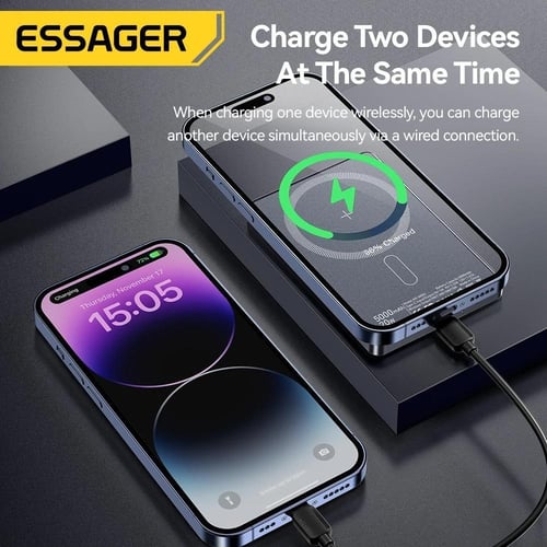 Essager بنك طاقة لاسلكي رفيع 5000mAh