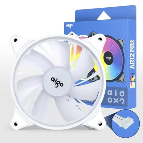 مروحة تبريد Aigo AR12 الأبيض مع غطاء ومراوح RGB