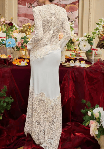 زهرة فساتين أنيقة للنساء س الرقبة طويلة الأكمام ال...