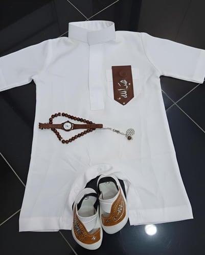 ثوب أطفال تراثي سعودي أبيض – ملابس أطفال فاخرة للأ...