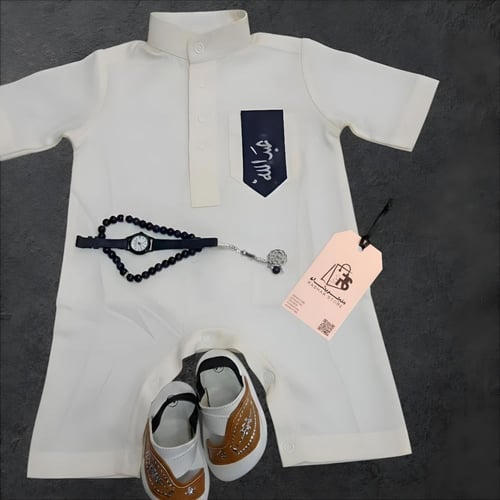 ثوب أطفال تراثي سعودي أبيض – ملابس أطفال فاخرة للأ...