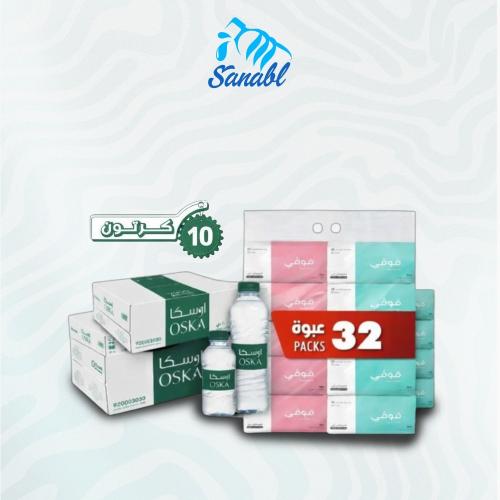 عرض - مياه اوسكا 10 كرتون + قوڤي - مناديل ناعمة ×...
