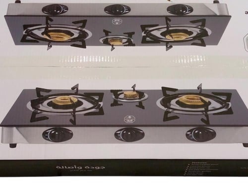 موقد غاز أتوماتيك إستيل سطح زجاجى 3 عيون نحاس