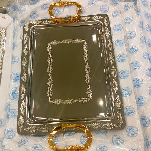 طقم صوانى فضي مذهب ثلاث قطع بيضاوى