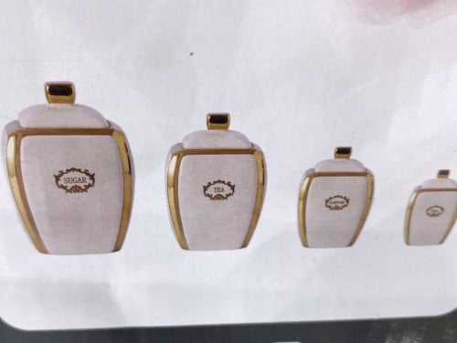 طقم علب بهارات سراميك مذهب