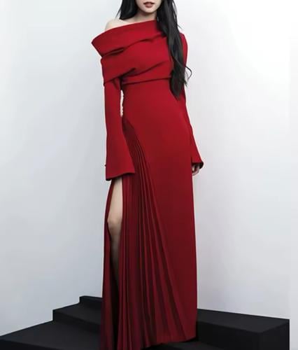 neck flare dress