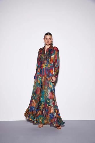 PLEATED MAXI DRESS