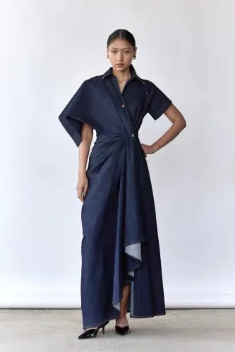 Denim asymmetric dress