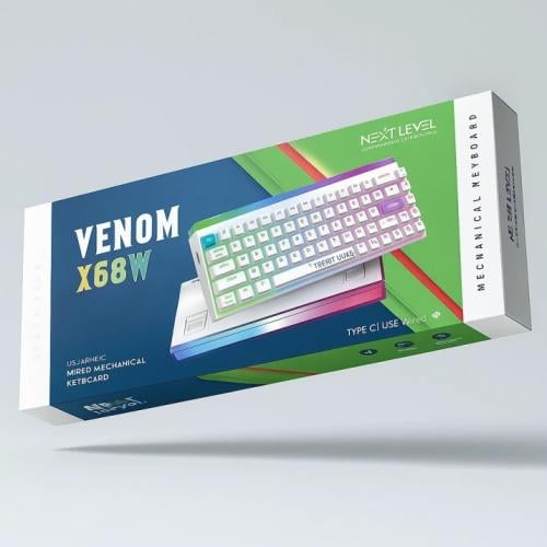 كيبورد ميكانيكي سلكي Next Level Venom X68W بالألوا...