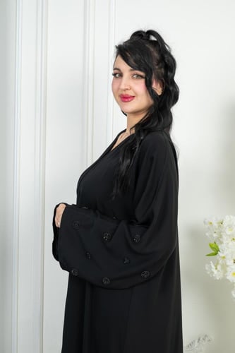 عباية مناسبات كم تطريز دائري
