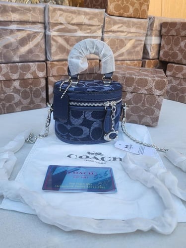 شنطة كوتش ميني مكياج لوقو فضي