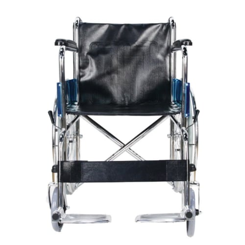 كرسي متحرك يدوي طبي – إطار فولاذي ثابت ومتين