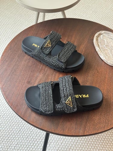 Prada enamel triangle-logo sandals