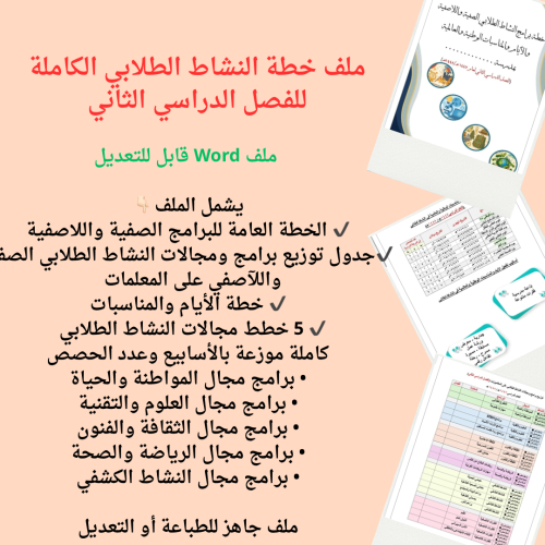 خطة النشاط الفصل الدراسي الثاني المتوسط ١٤٤٧ه