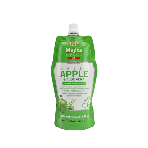 Magic hair dye cream with green apple color black