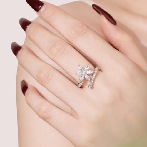 خاتم أنيق وردة | فضة عيار 925