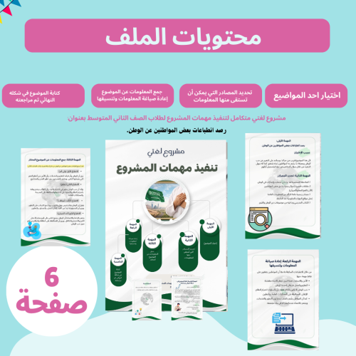 مشروع لغتي تنفيذ مهمات المشروع ثاني متوسط الترم ال...