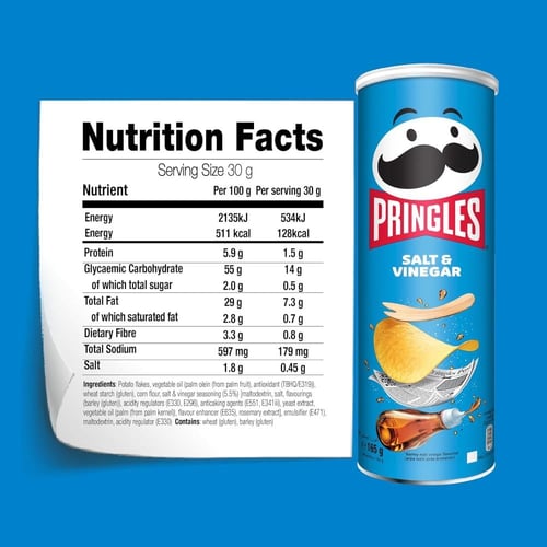برنجلز بطاطس ملح وخل كبير 165 جم | Pringles Salt &...