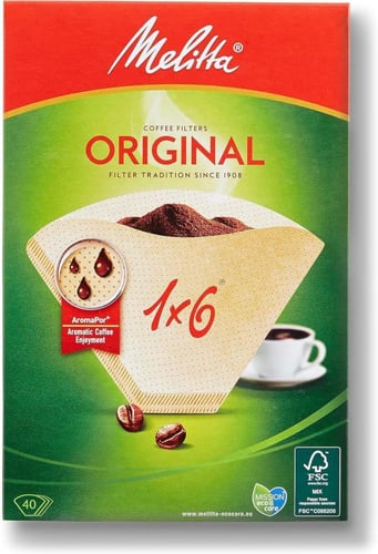 فلاتر قهوة أصلية من ميليتا مقاس 1×6 (40 فلتر) | Me...