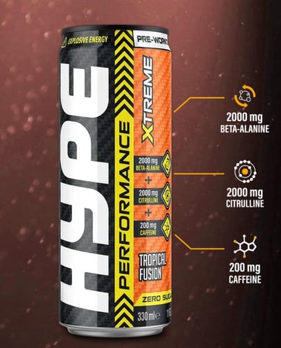 مشروب طاقة غازي بري وورك أوت من هايب بنكهة الفواكه...