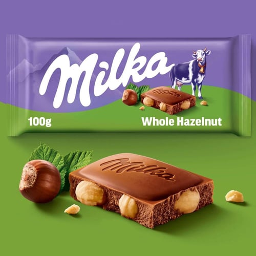 شوكولاتة ميلكا بالبندق الكامل 95 جم Milka Whole Ha...