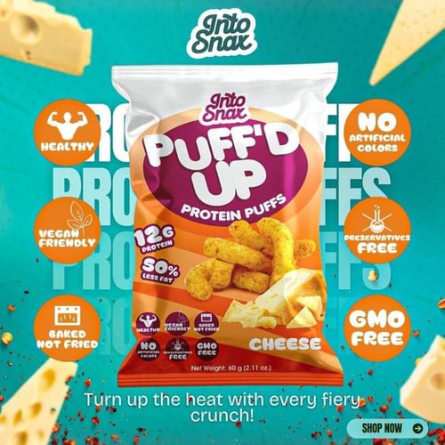 مقرمشات بروتين بافد أب بنكهة الجبن Puff’d Up Prote...