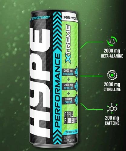 مشروب الطاقة هايب إكستريم قبل التمرين بنكهة التفاح...