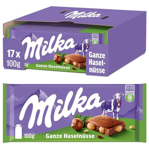 شوكولاتة ميلكا بالبندق الكامل 95 جم Milka Whole Ha...