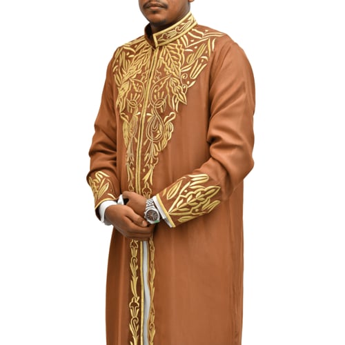 طقم عباية عريس بني