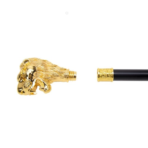 عكاز ذهبي شكل أسد