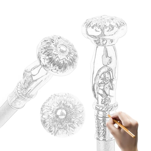 عكاز ذهبي قبضة يد بشكل وردة