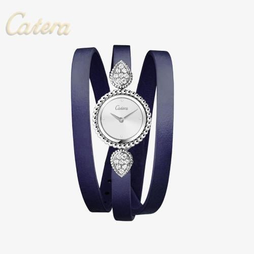 ساعة نسائية جلد بلون كحلي