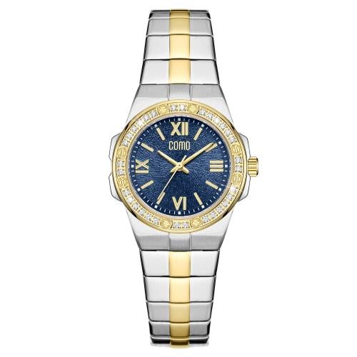 ساعة نسائية يتصميم انيق باللونين ميناء ازرق