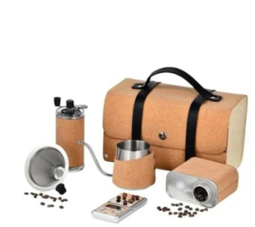 حقيبة القهوة المختصة اطراف خشب 8 قطع