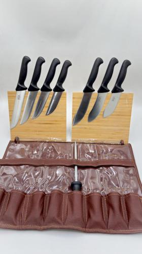 طقم سكاكين 8 قطع مع جراب بني