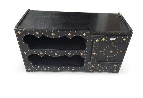 Traditional black wooden TV table