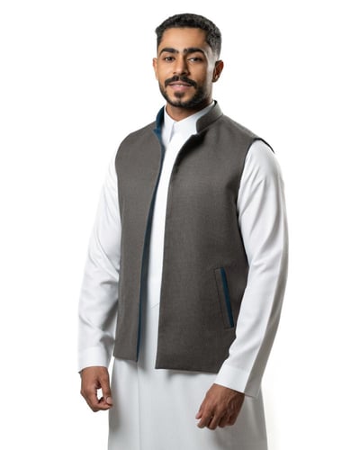 سديري دبل فيس رمادي مقلم و تركوازي