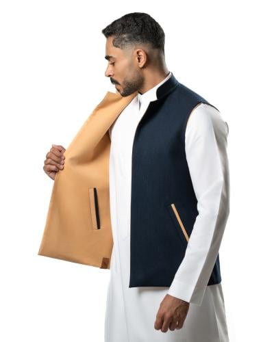 سديري دبل فيس عدني وأزرق مقلم