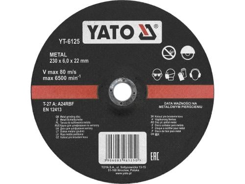 METAL GRINDING DISC 230X6.0X22 MM YT-6125