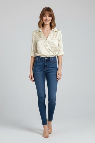 بلوزة ساتان بتصميم لف (Wrap Blouse)