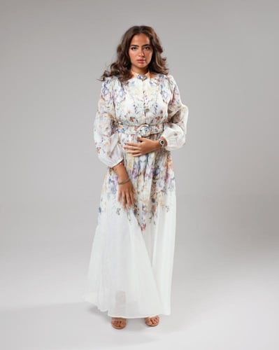 فستان منقوش طويل صيفي –مشجربالأزهار بألوان حالمة