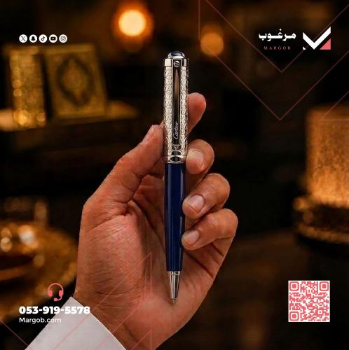 قلم كارتير سانتوس سداسي فضي وكحلي
