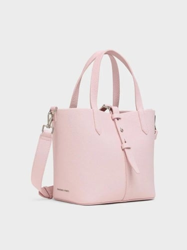 حقيبة دلو جلد نسائية بمقبض مزدوج وحزام أنيق