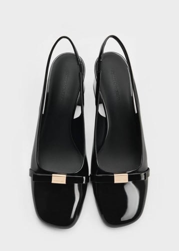 حذاء كعب نسائي بحزام خلفي مع فيونكة